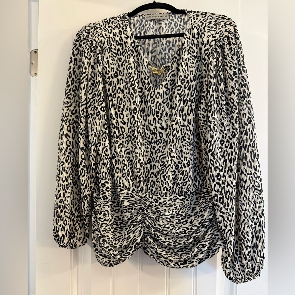 Absolutely Famous Black and White Animal Print Blouse